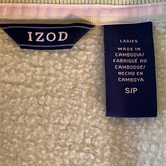 IZOD Lime Green Full Zip Fleece Jacket - Size Small Petite - Picture 4 of 6